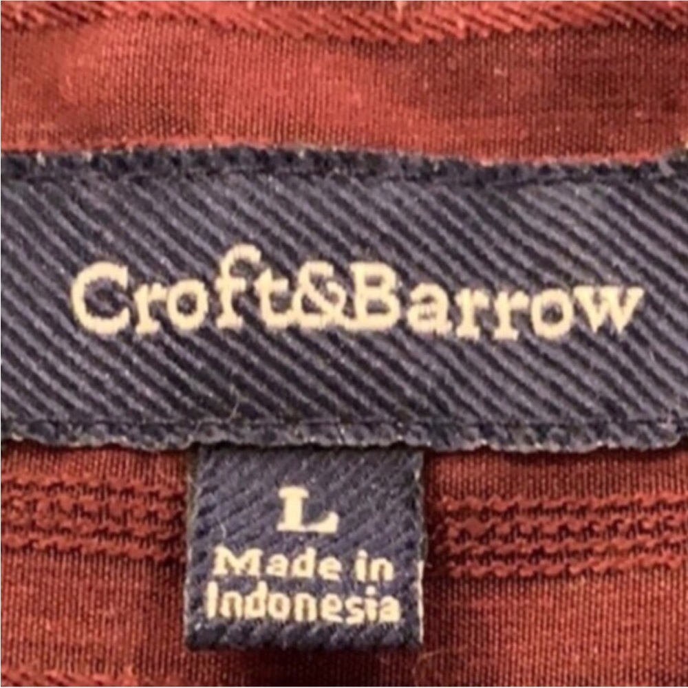 Croft & Barrow Men's Burgundy Textured Stripes Dress Shirt - Picture 3 of 4